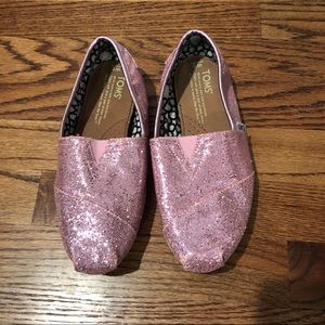 Toms Classic Pink Glitter Flats 6
